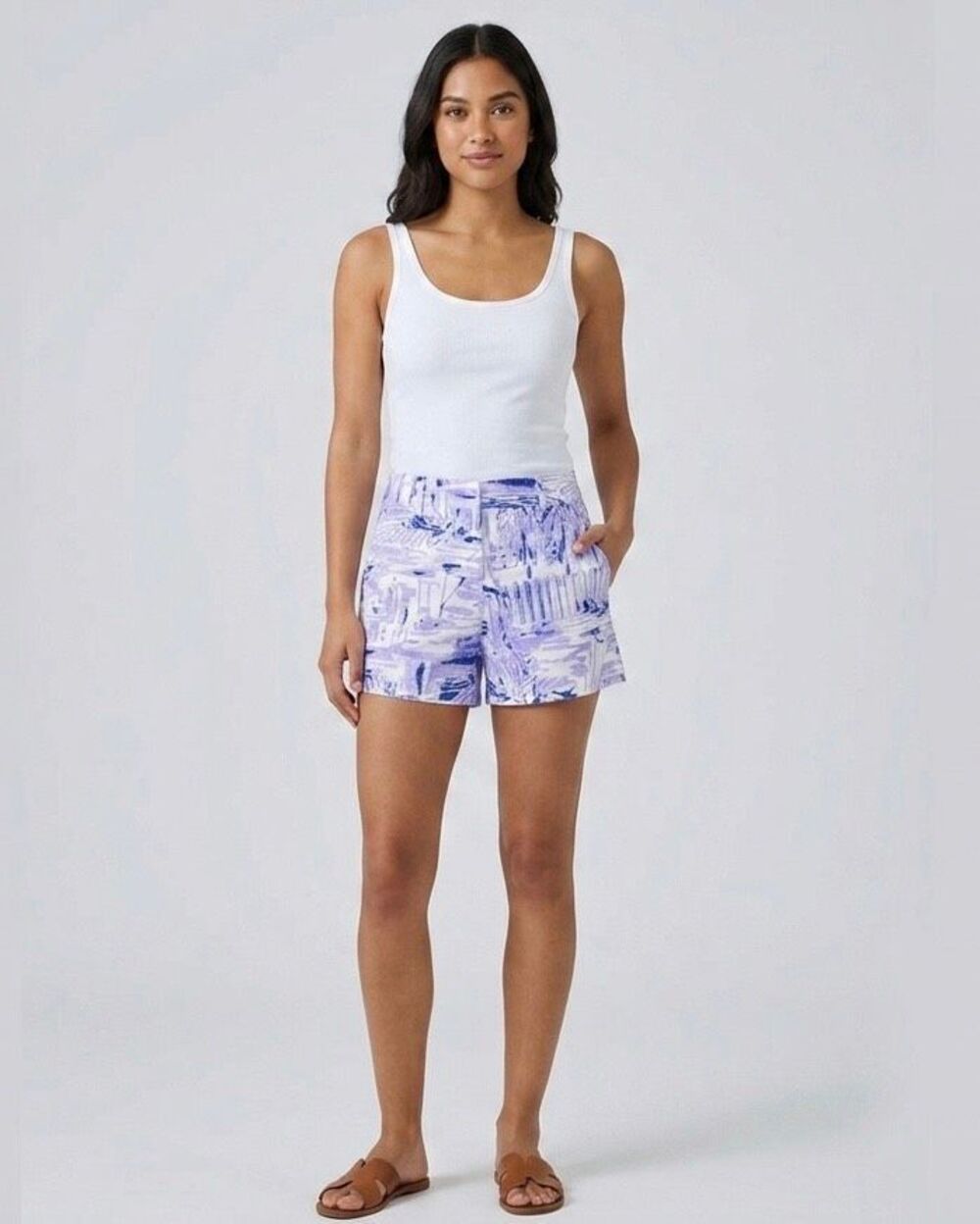 Lilly Pulitzer Abstract Palm Print Back Zip Shorts Size 2 Coastal Resortwear